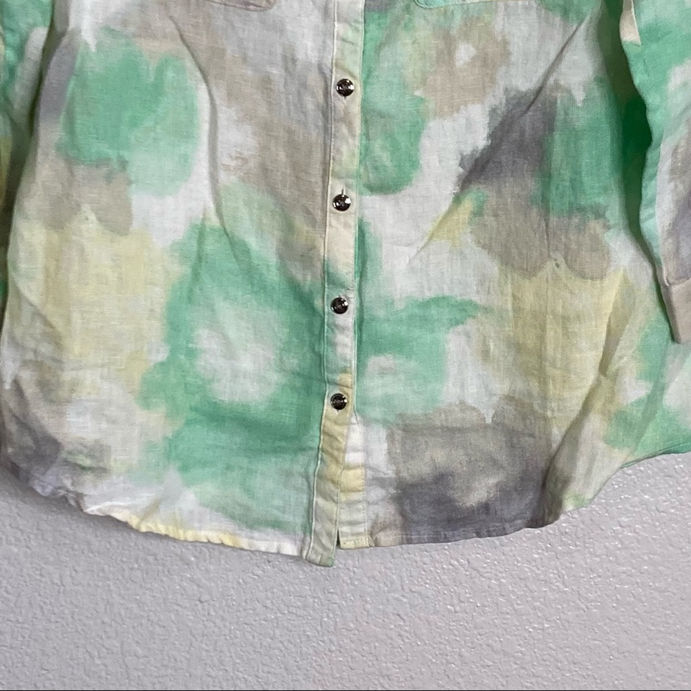 Jm Collection Linen Abstract Print Button Down Sh… - image 4